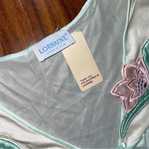 NWT Vintage Lorraine Pajamas Pants Set Teal Green Nylon Medium - Picture 5 of 6